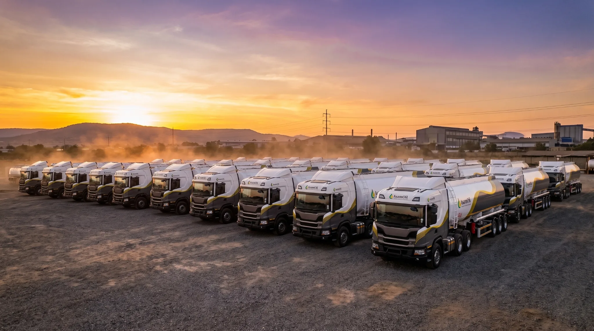 AsamOil transport and commercial fleet at sunset